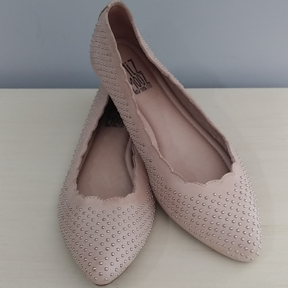 Miz Mooz cream leather flats with silver studs
